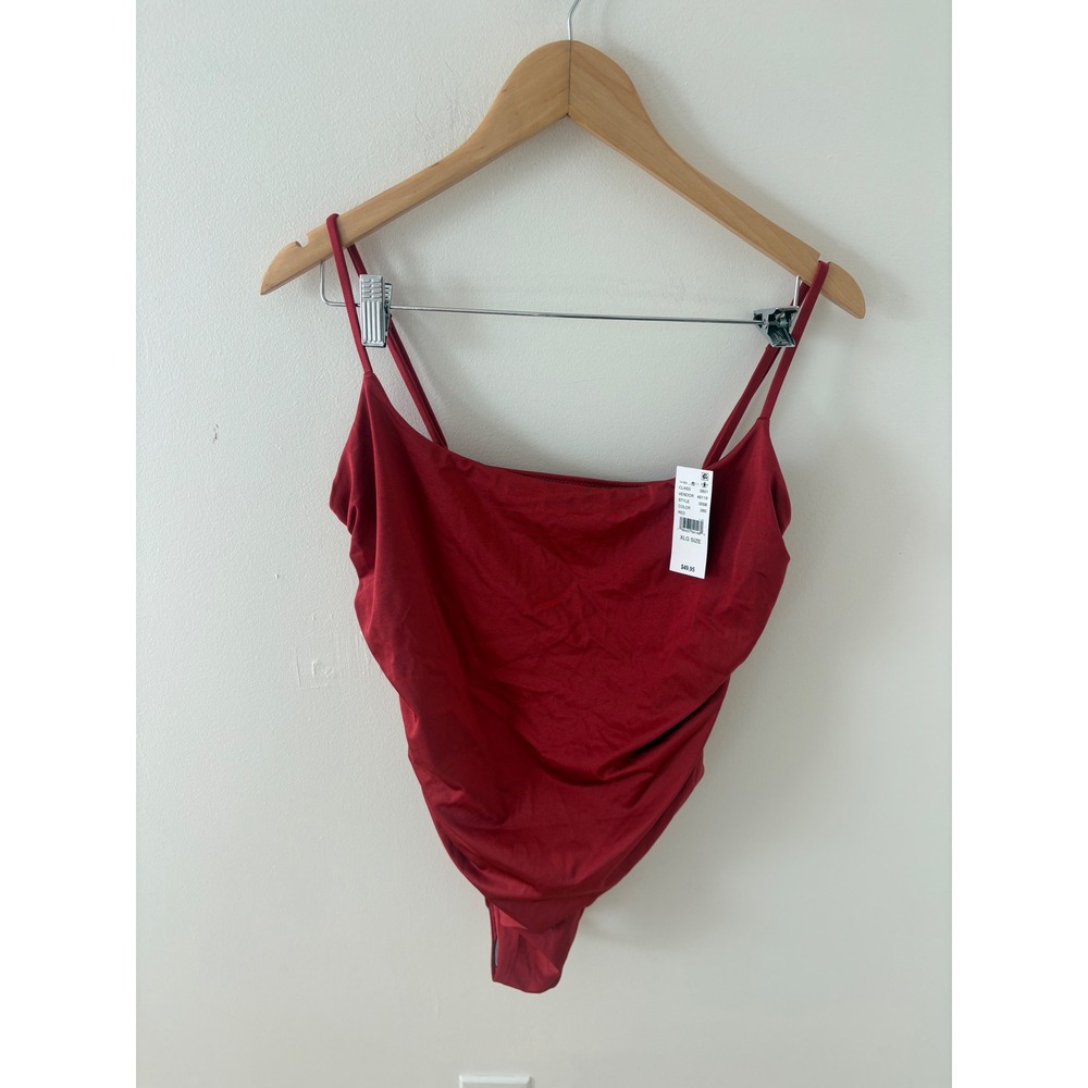 PacSun Swim Eco Red Ruched One Piece Swimsuit Size XL NWT